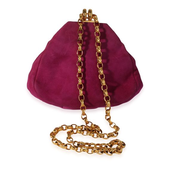 Chanel Vintage Fuchsia Pleated Suede Frame Bag - Picture 3 of 8